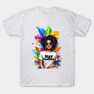 Radiant Blossoms: Sunglasses and Smiles in a Kaleidoscopic Poster T-Shirt